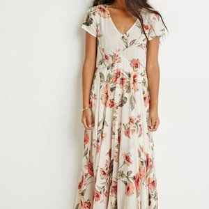 Anthropologie Floral Maxi Dress - Cream and Pink